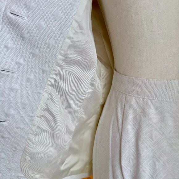 Vintage 80s White Fitted Skirt Suit 100% Cotton - Picture 7 of 16